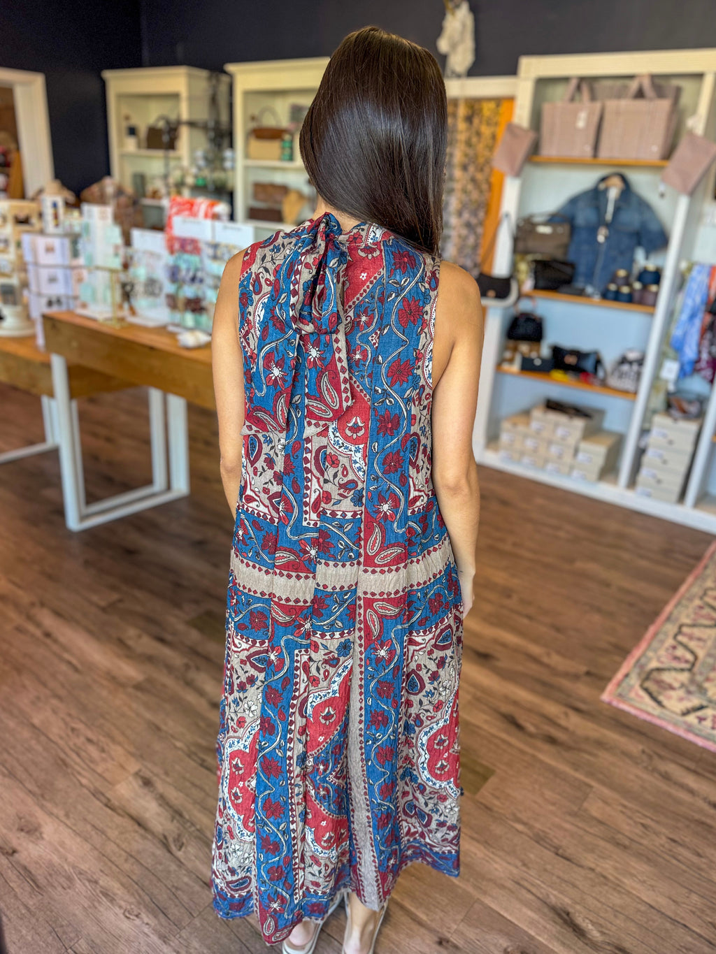 Red and Blue Paisley Dress
