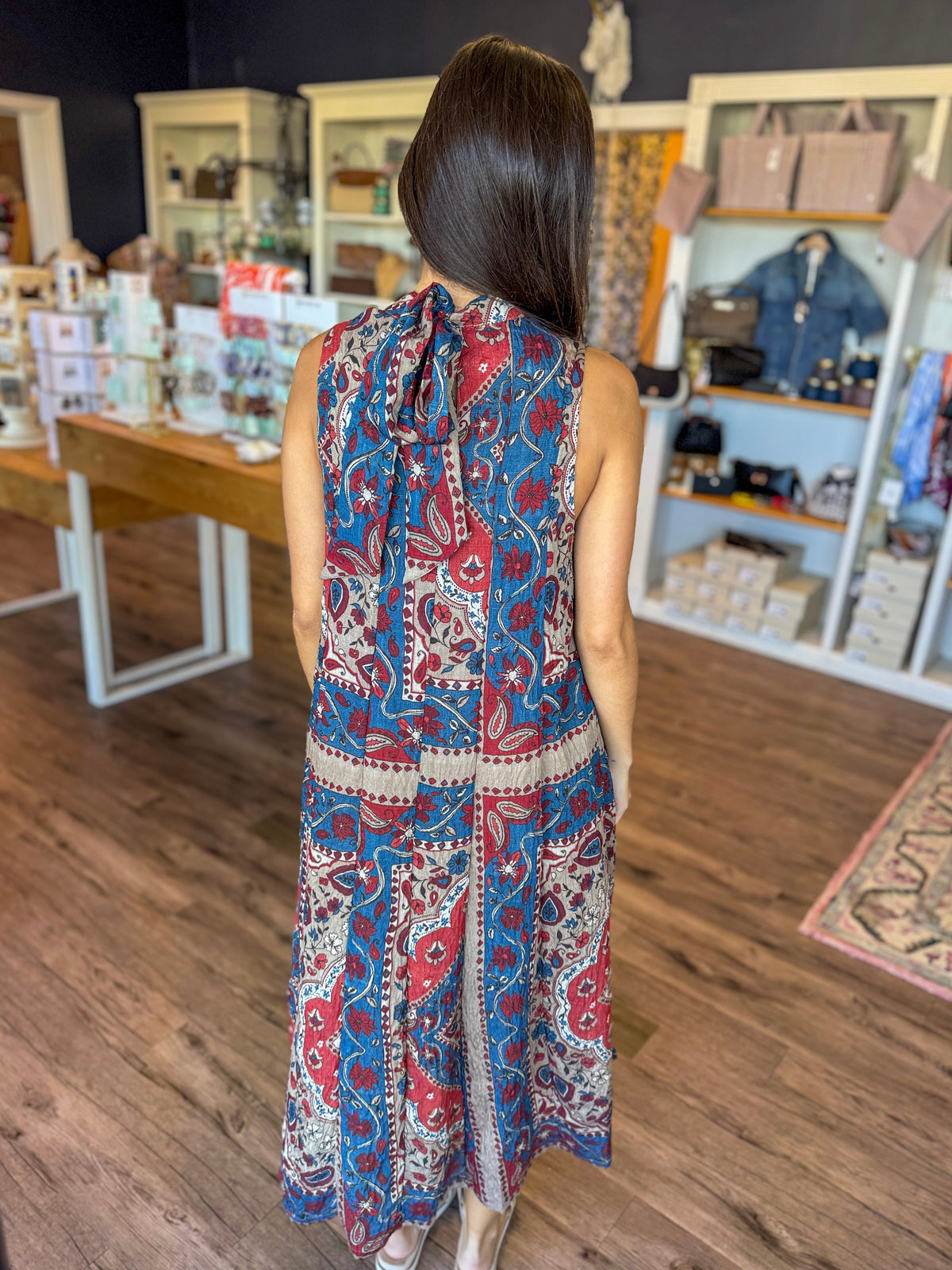 Red and Blue Paisley Dress