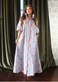 Stripe Blue Floral Maxi
