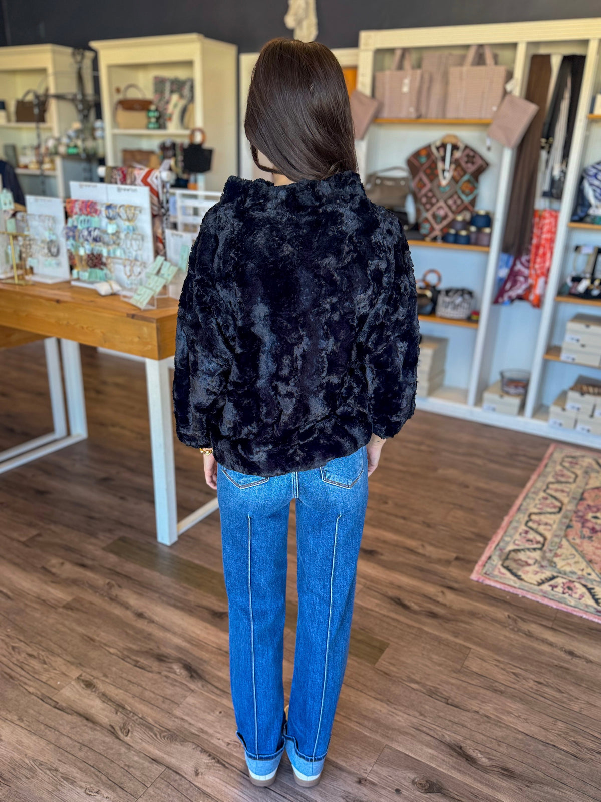 High Waisted Front Seam Cuff Jeans