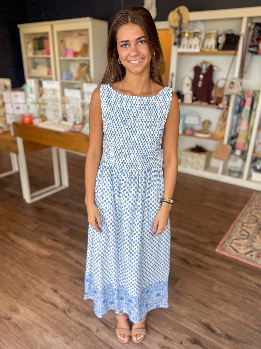 Blue Border Maxi Dress
