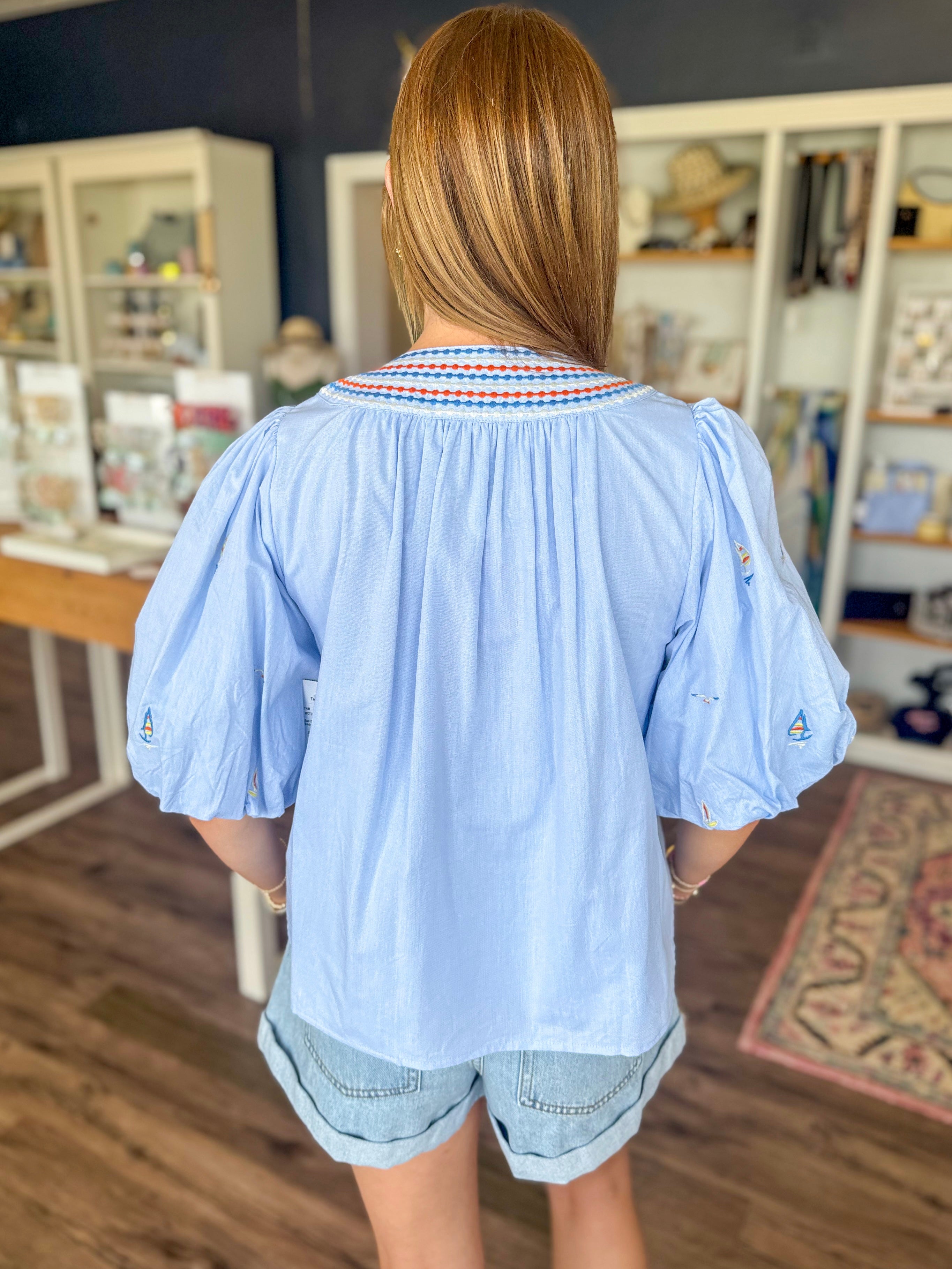 Light Blue Coastal Charm Top