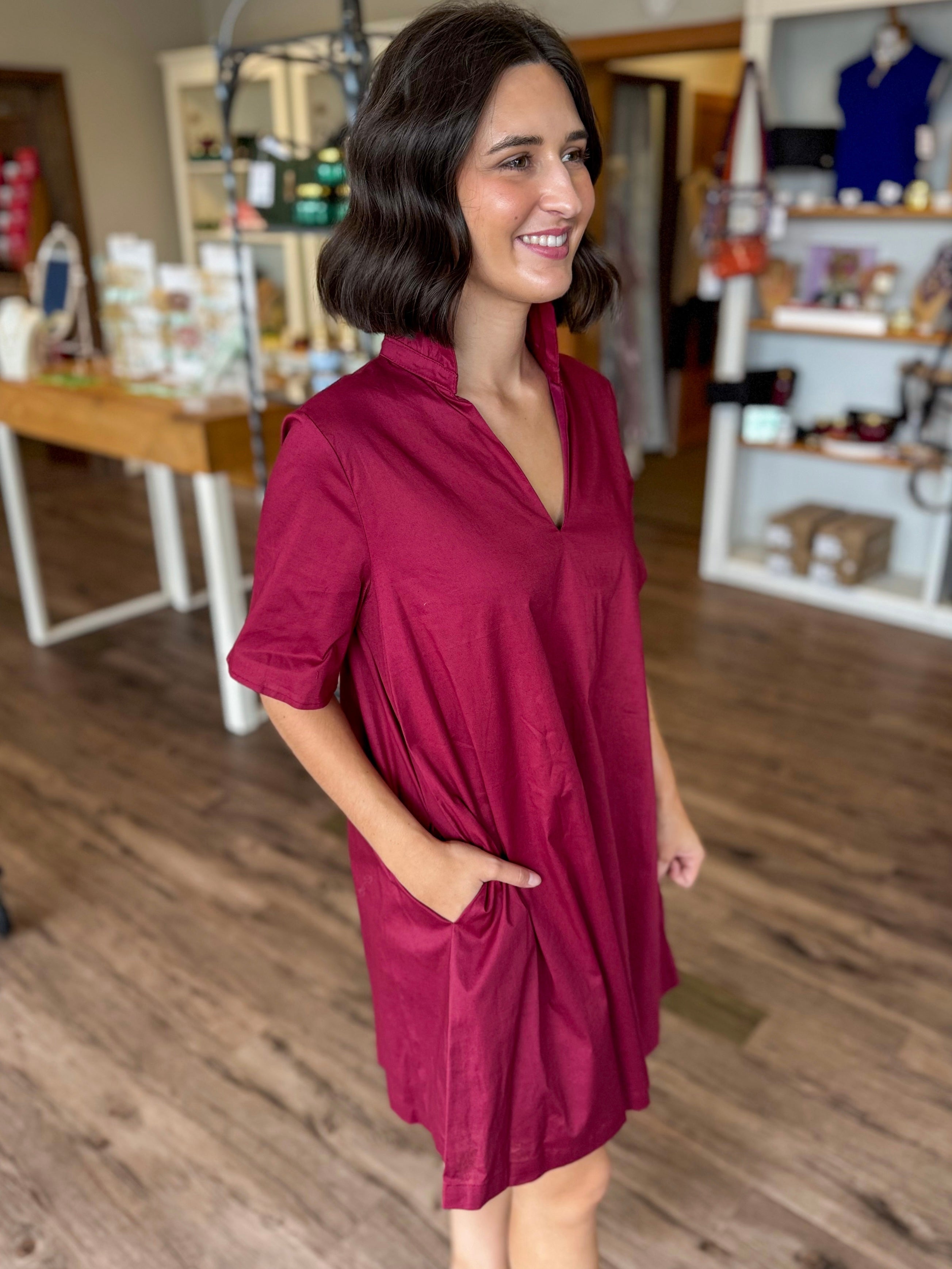 Olivia Burgundy Dress
