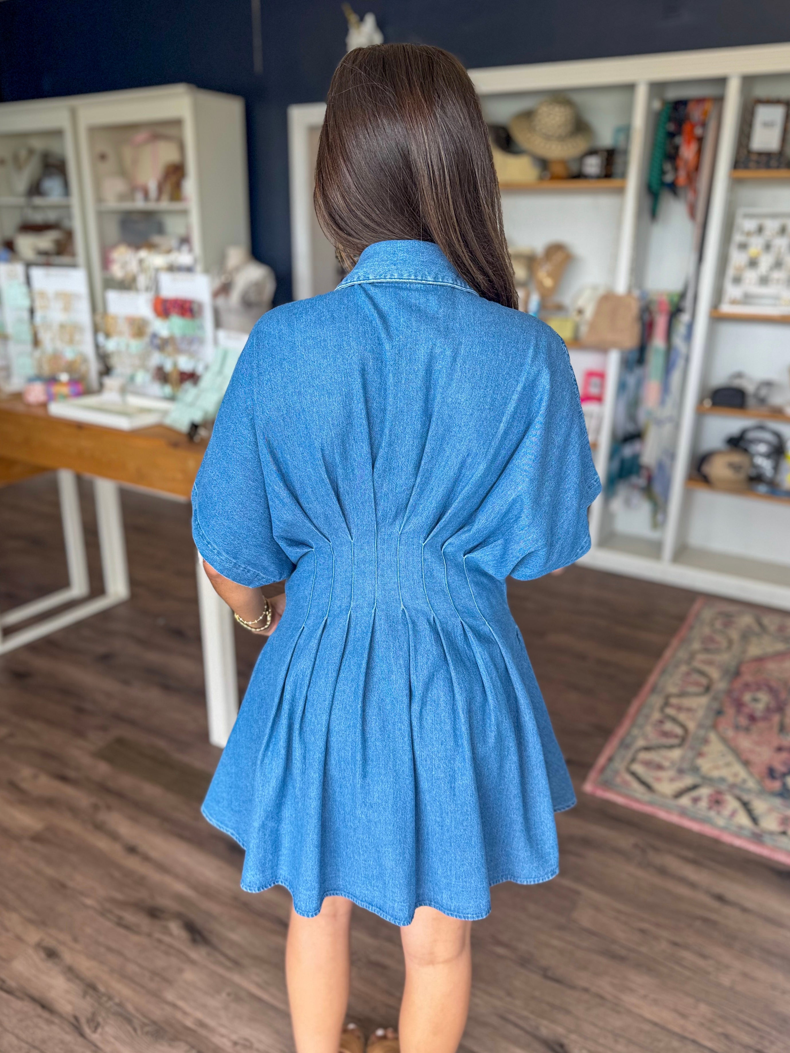 Denim Pleated Dress