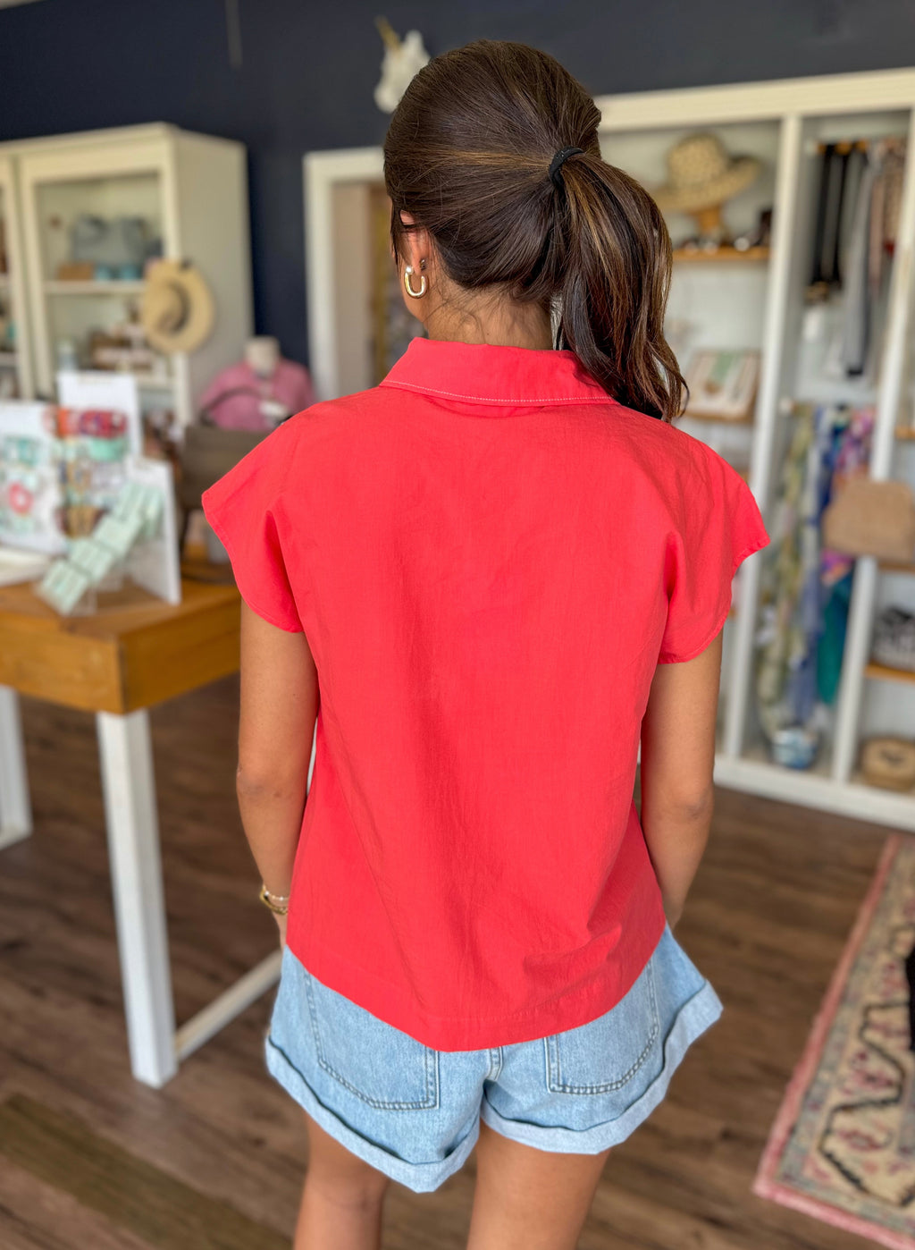 Sailing Red Embroider Top