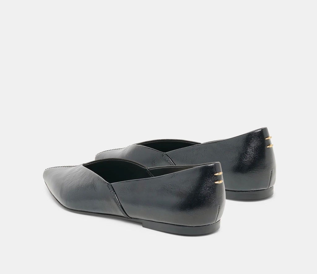 Gema Black Leather Flat