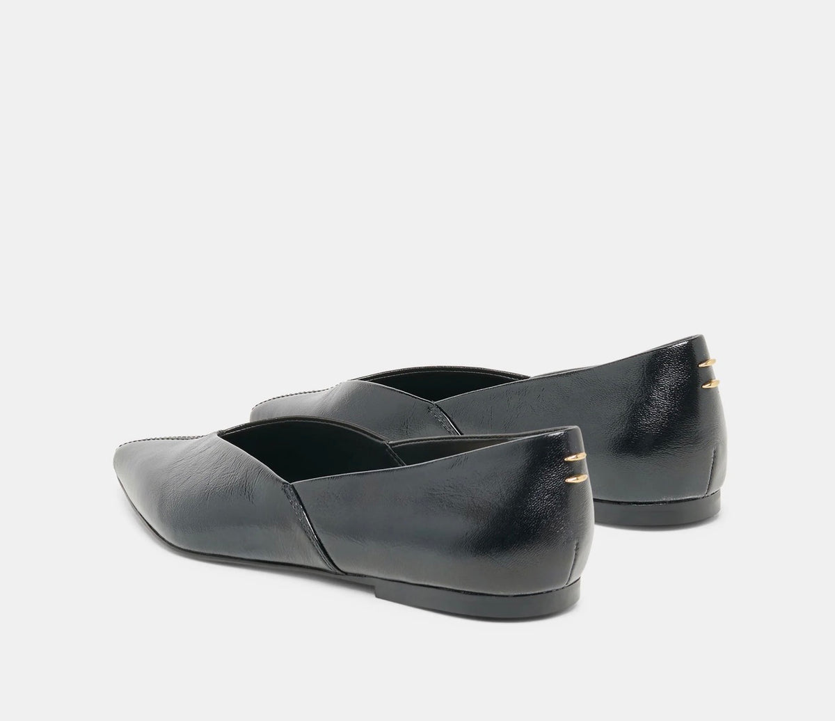 Gema Black Leather Flat