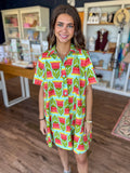 Aqua Blooms Swing Shirt Dress