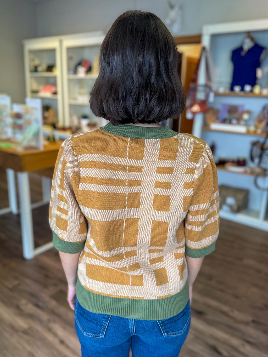 Mustard and Olive Plaid Sweater