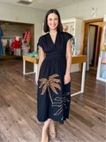 Embroidered Palm Tree Maxi Dress