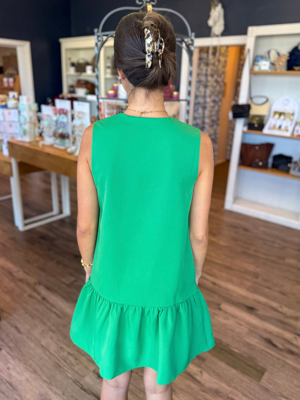 Green Ruffle Hem Dress