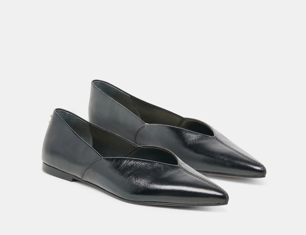 Gema Black Leather Flat