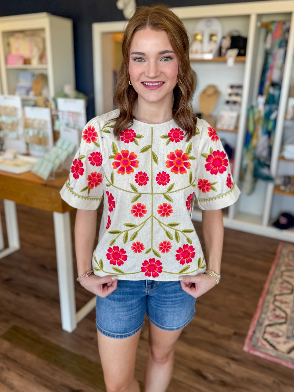 Red Floral Top