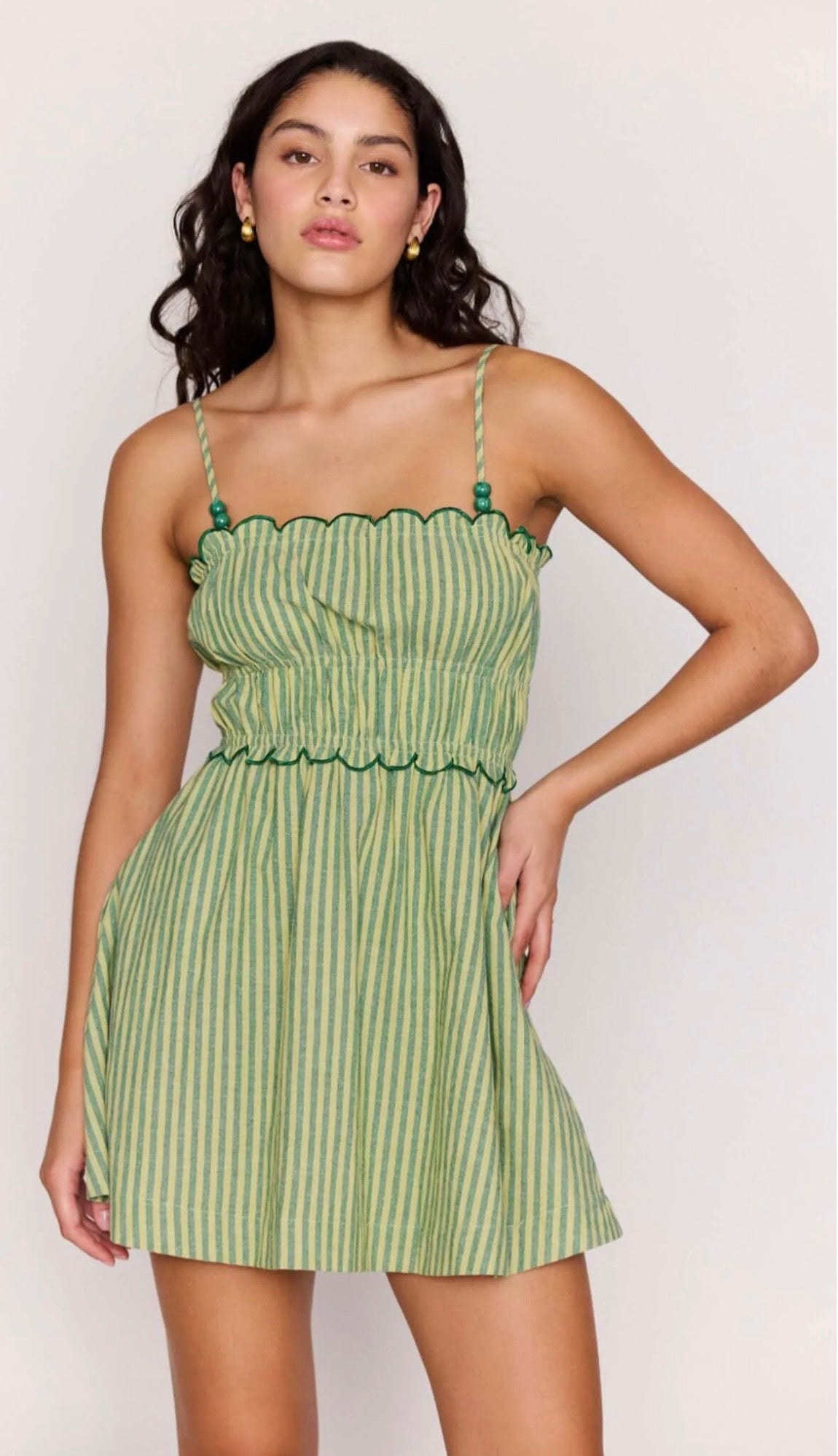 Capri Green Stripe Mini Dress