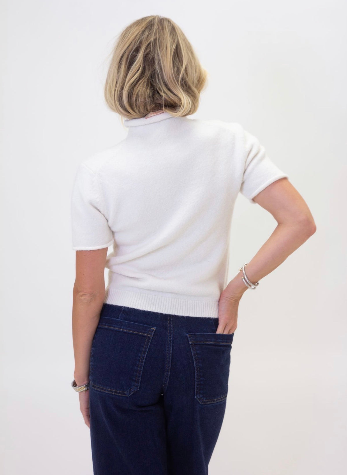 Solid Mock Neck Sweater in Ivory