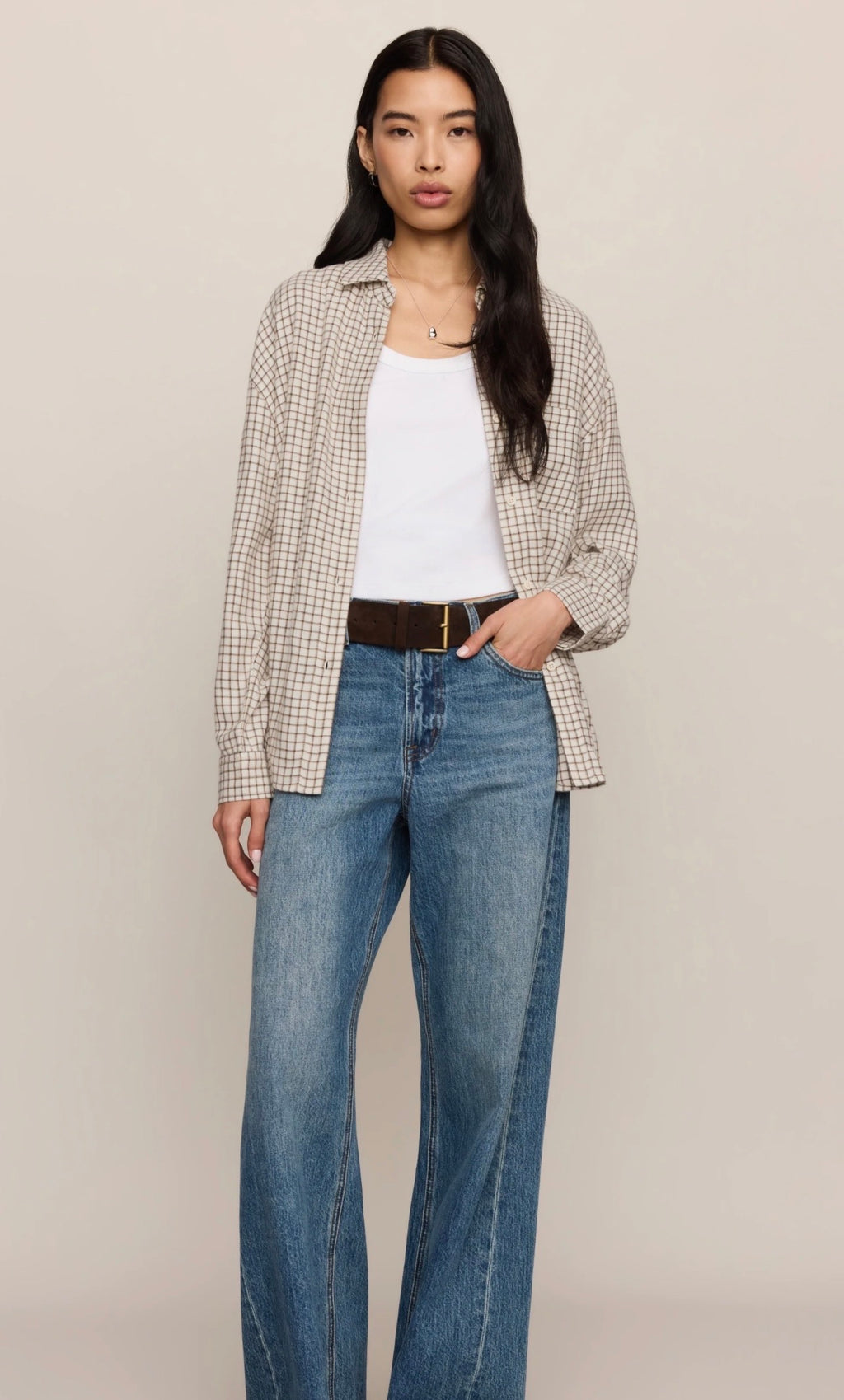 River Plaid Button Up in Brown