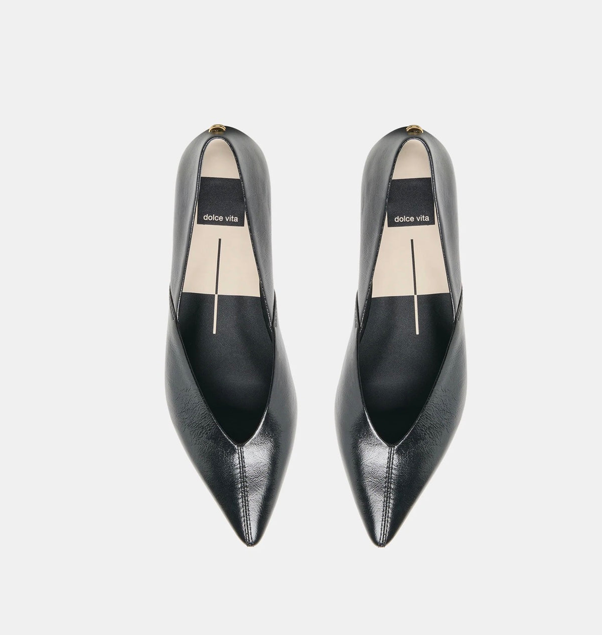 Gema Black Leather Flat