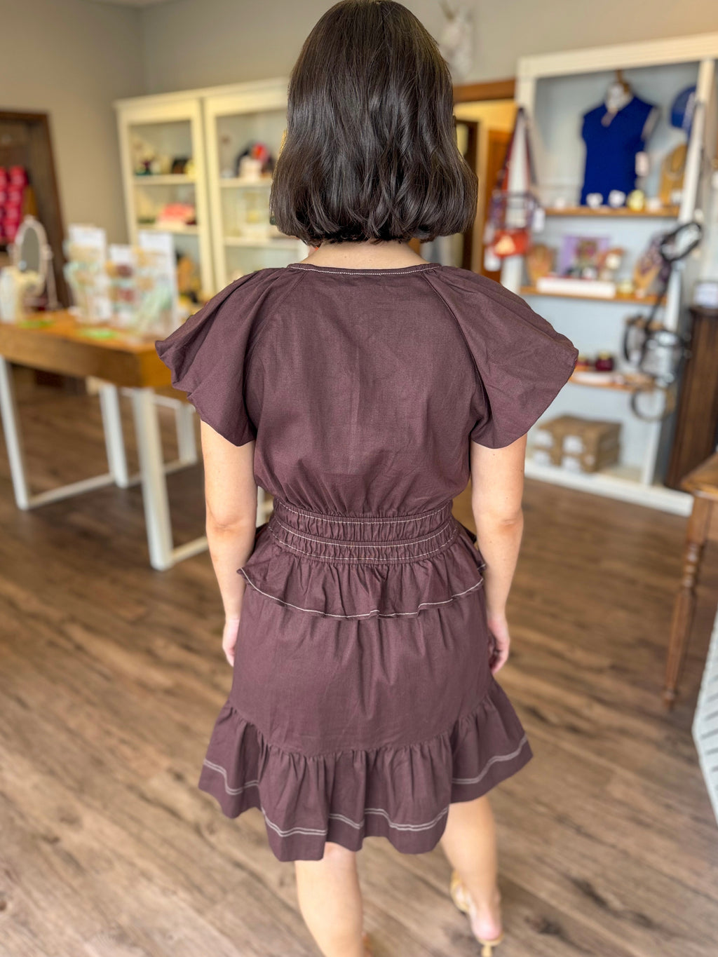 Brown Stitching Dress