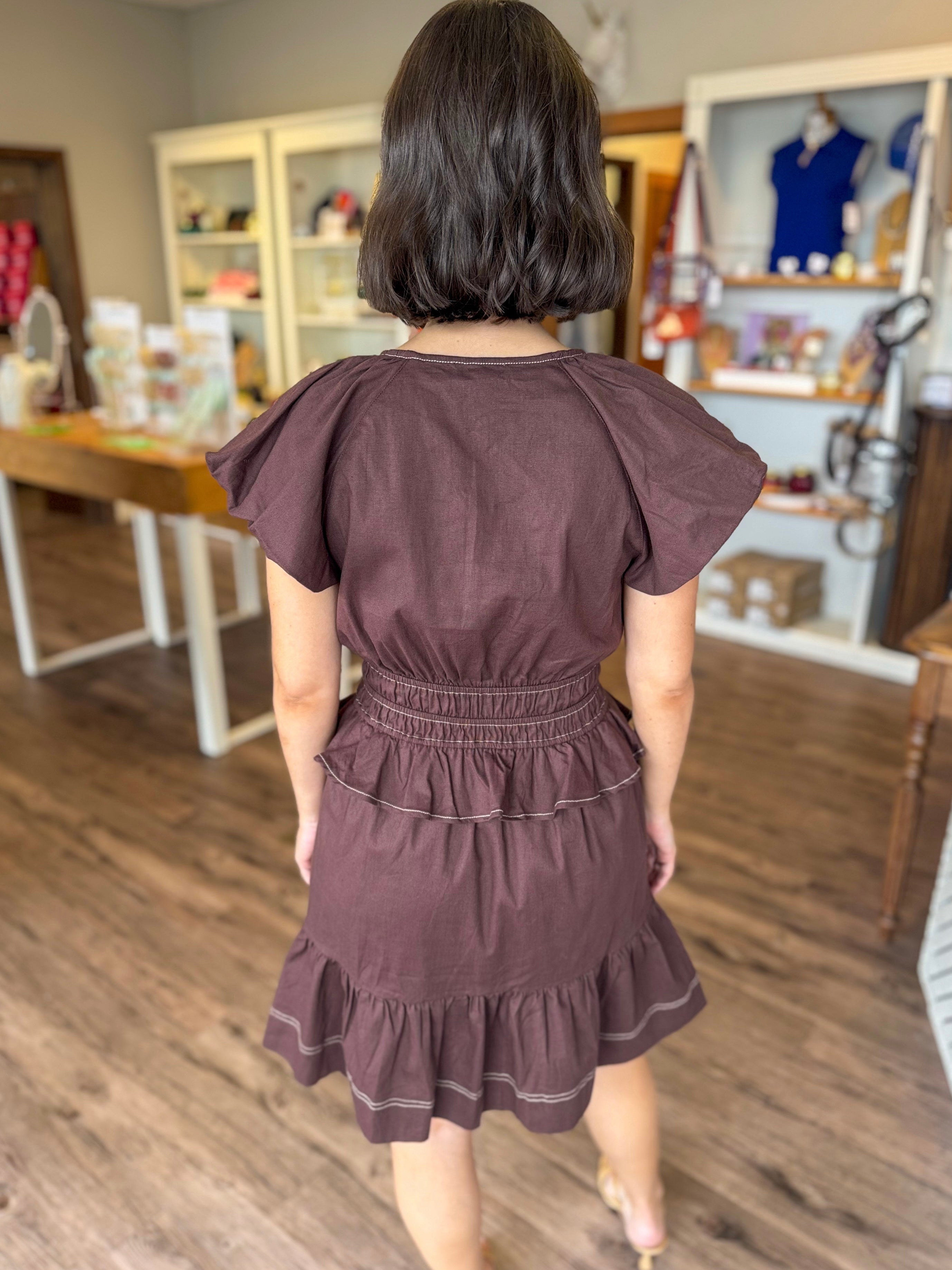 Brown Stitching Dress