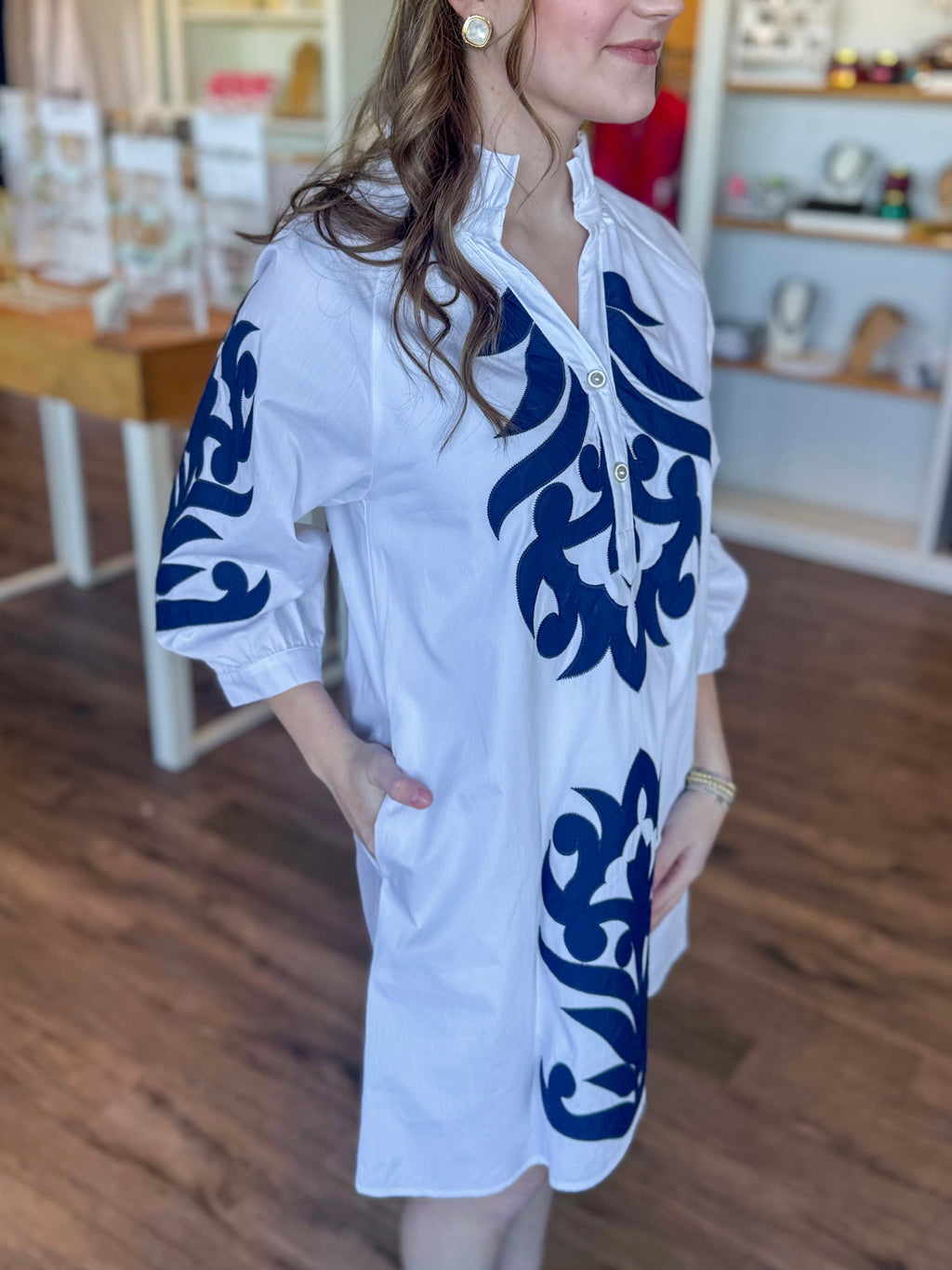 Hampton Floral Dress in Navy