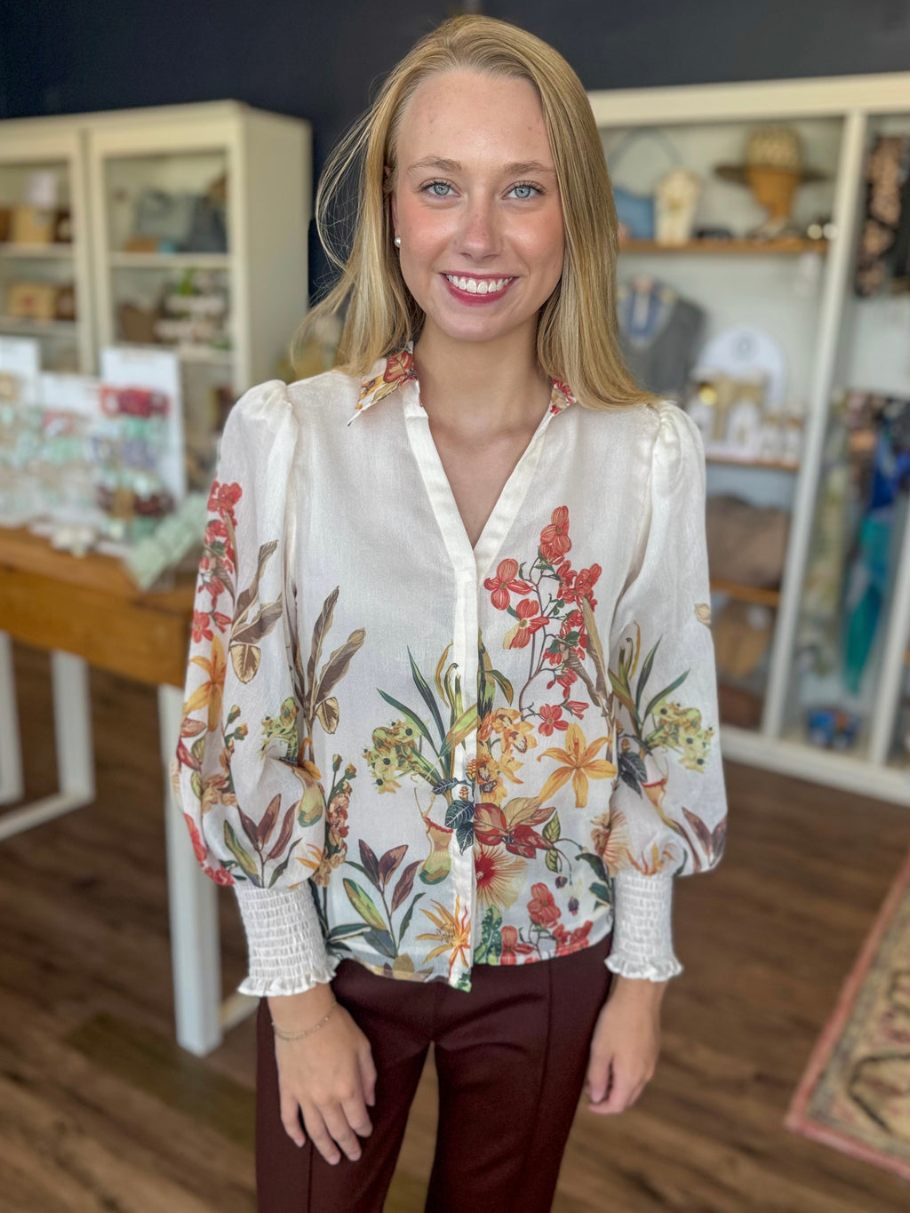 Wild Bloom Collared Blouse