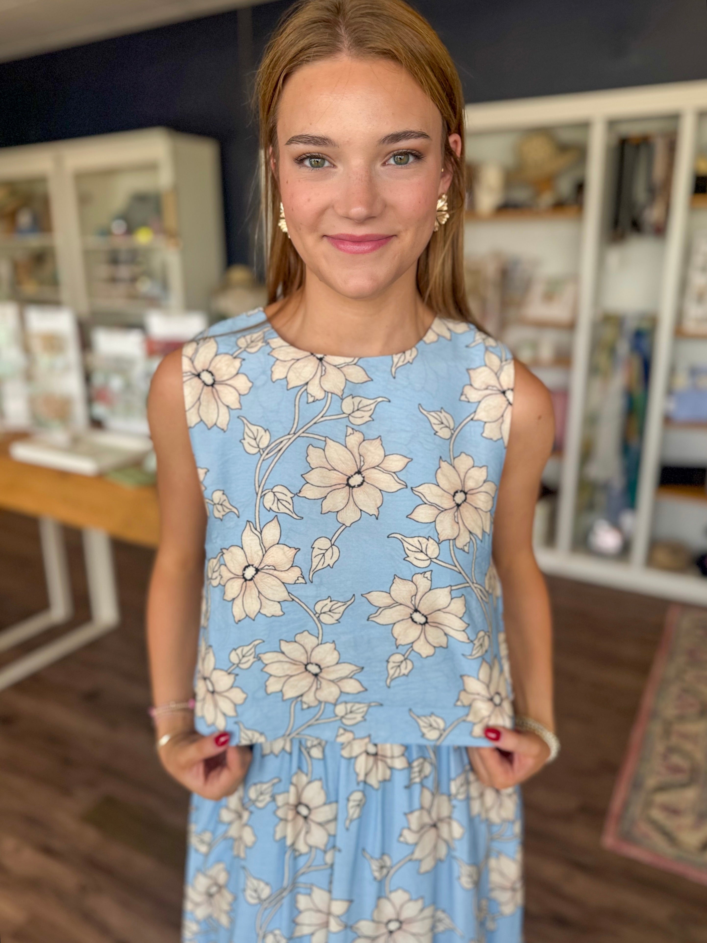 Blue Floral Tank