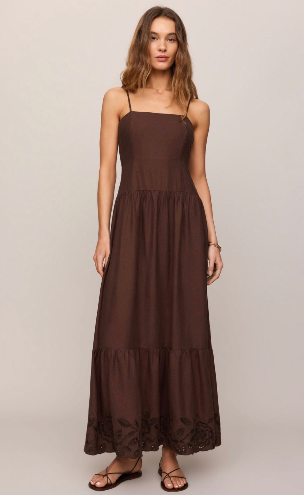 Esti Embroider Maxi Dress in Chocolate Cherry