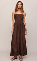 Esti Embroider Maxi Dress in Chocolate Cherry