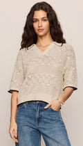 Denman Crochet Polo Sweater