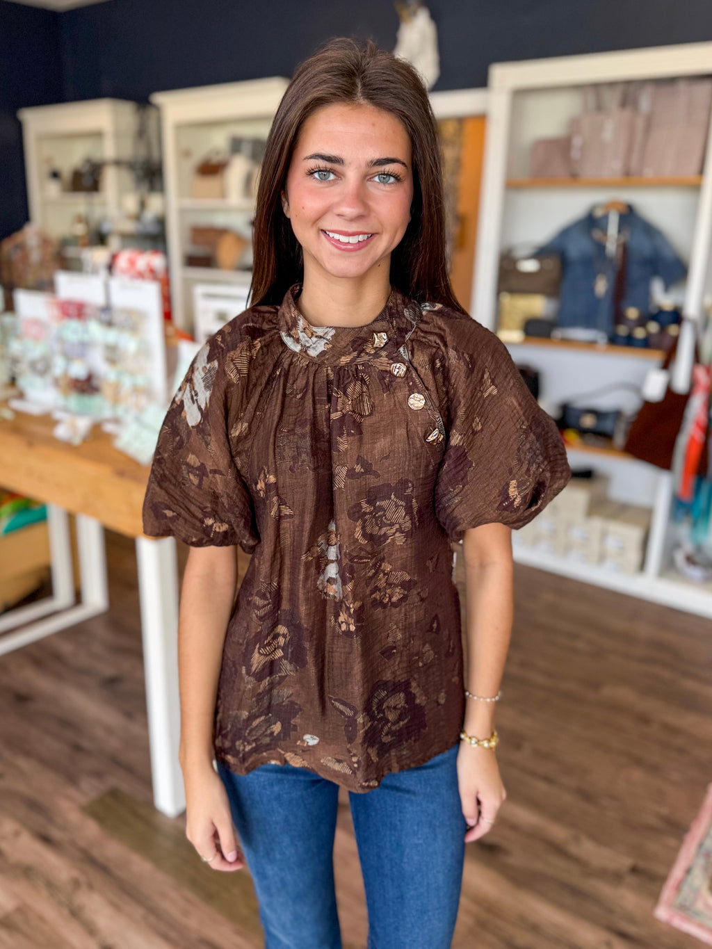 Brown Floral Top