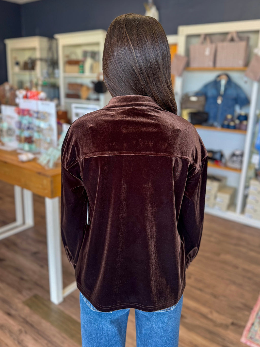 Velvet Button Up in Brown