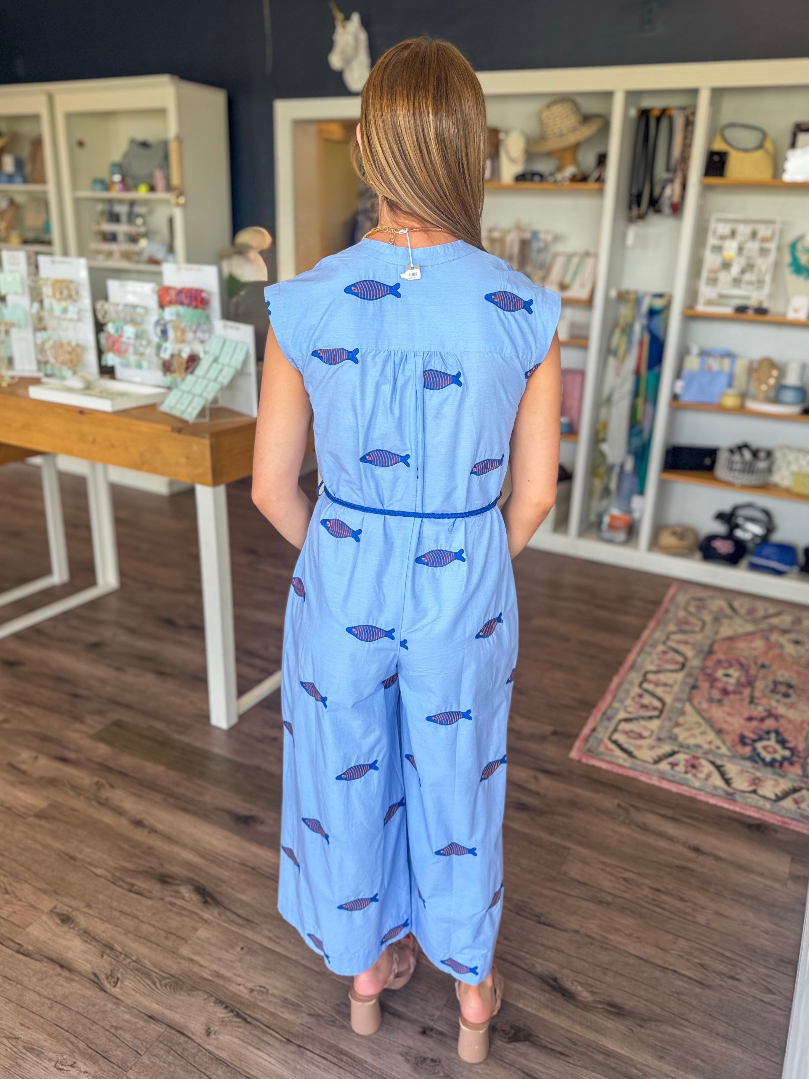 Embroidered Fish Jumpsuit