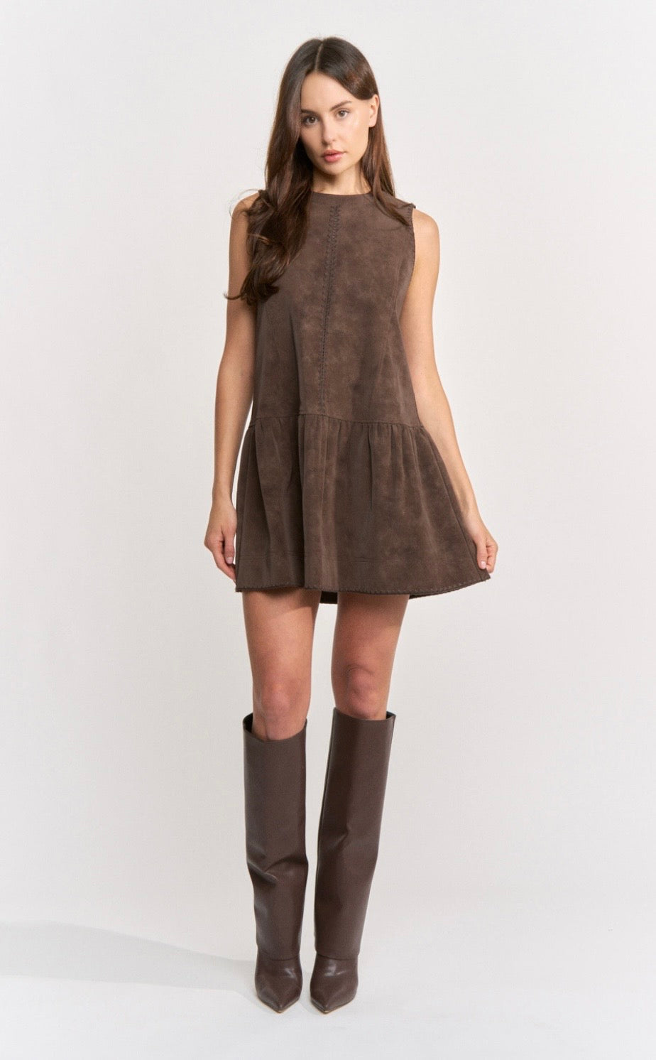 Pauline Mini Dress in Espresso