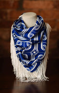 Royal Blue and White Fringe Gameday Scarf