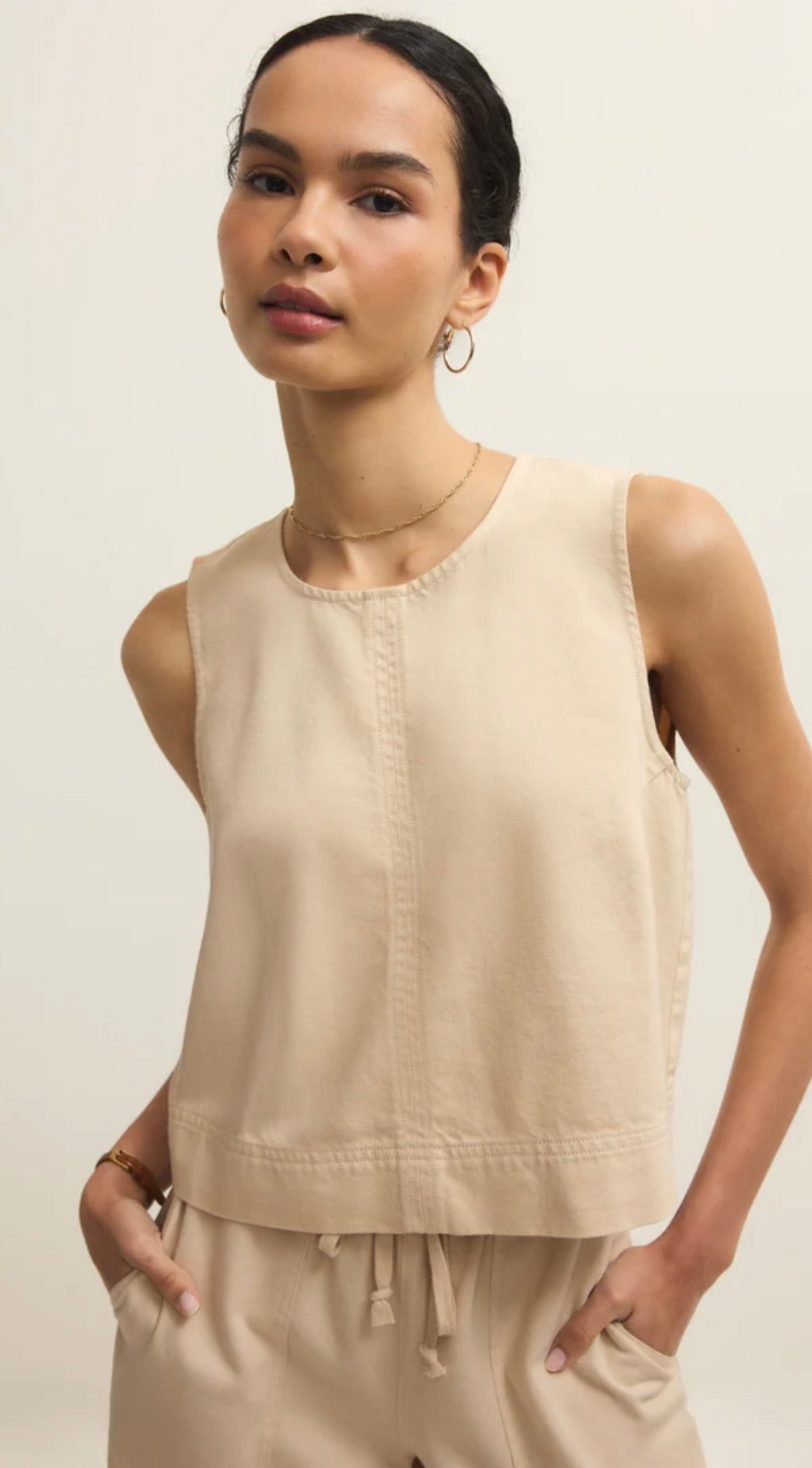 Sun Seeker Twill Tank in Parchment