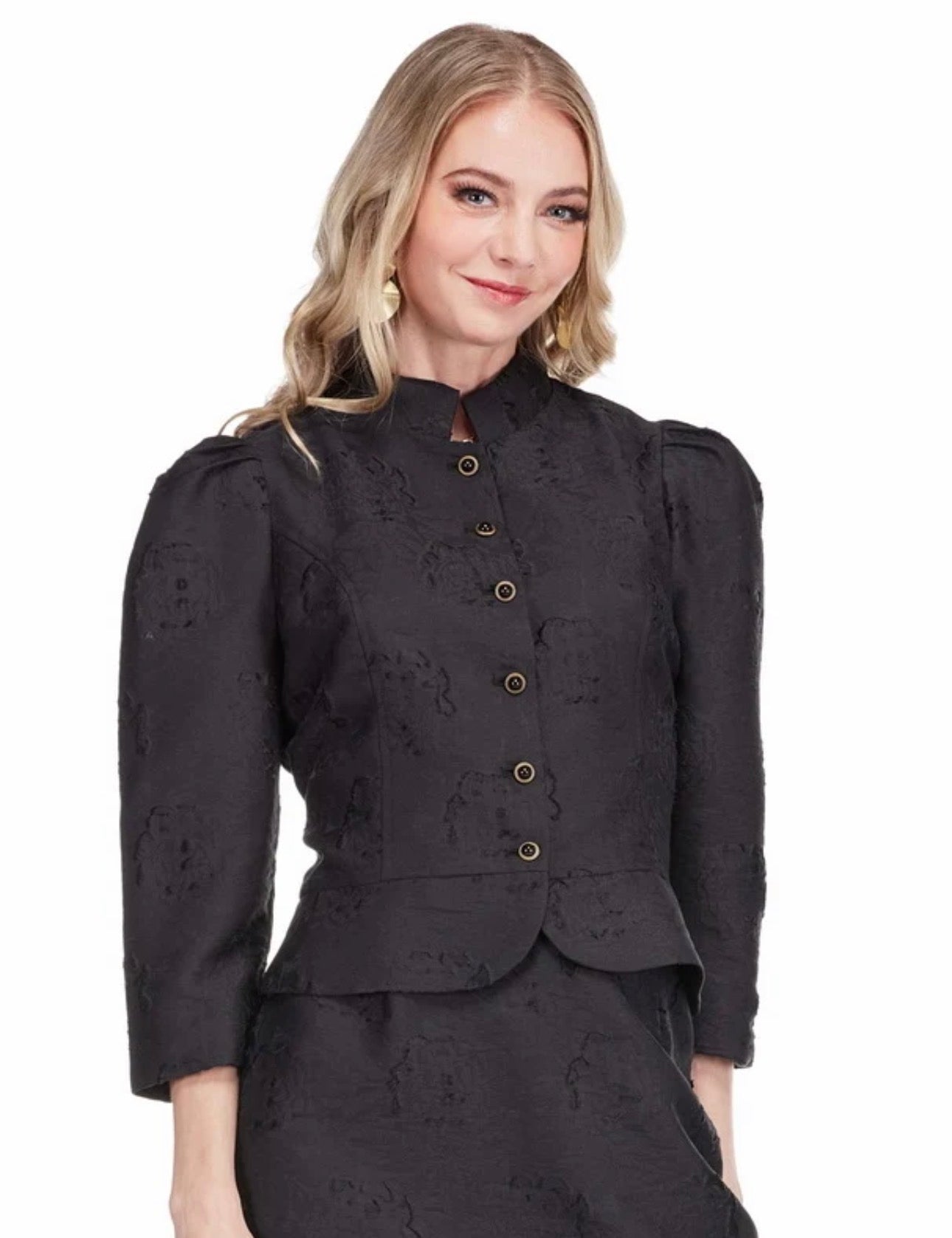 Black Lace Stand Collar Top