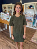Olive Corduroy Mini Dress