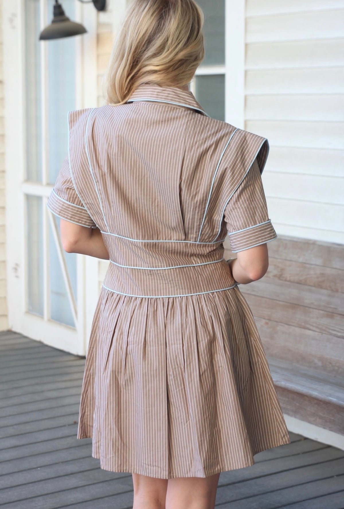 Stripe Poplin Button Shirt Dress