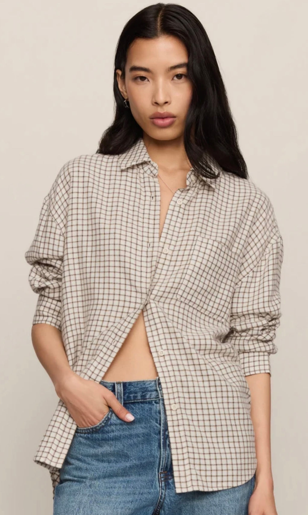 River Plaid Button Up in Brown