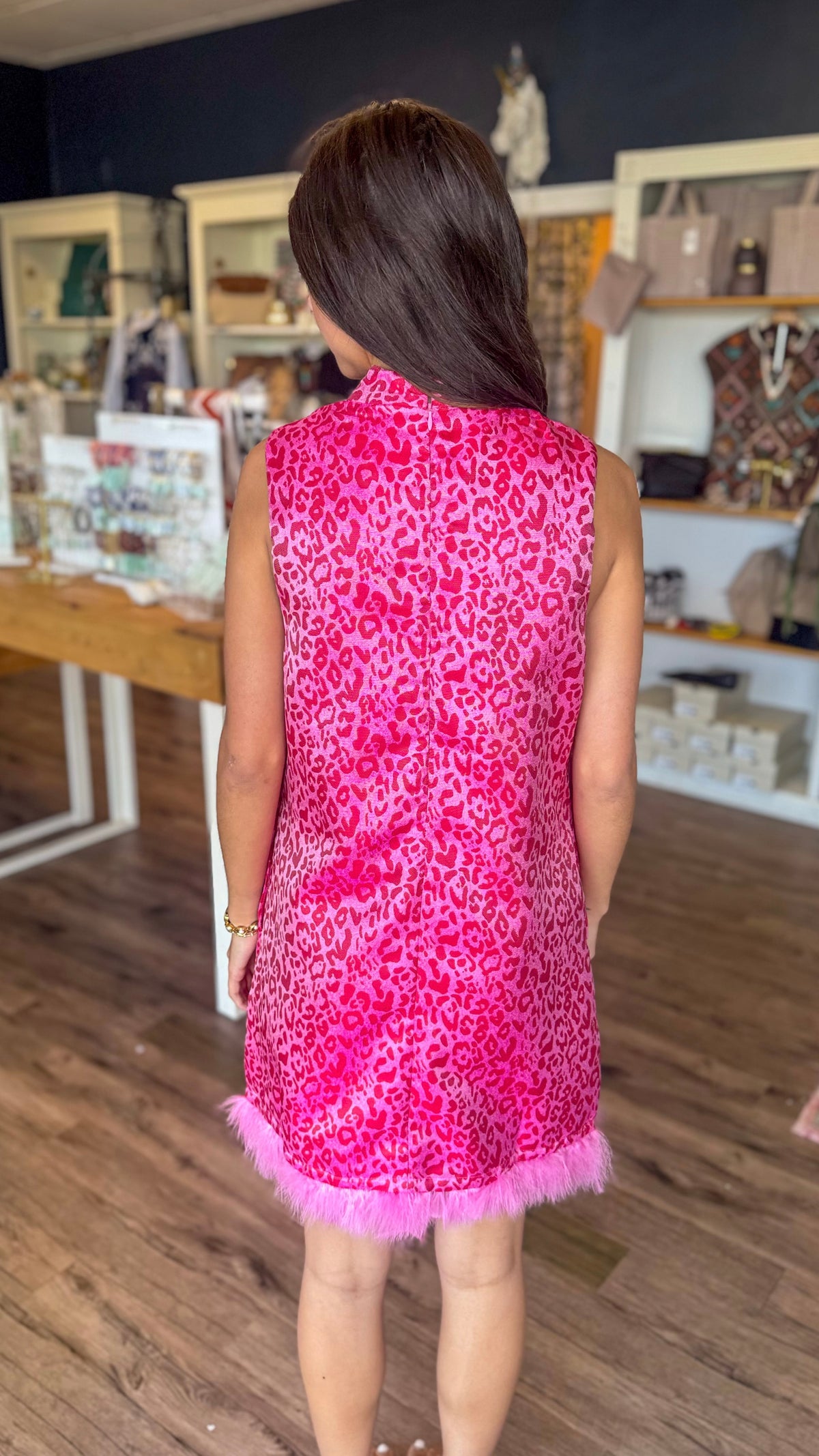 Pink Cheetah Feather Dress