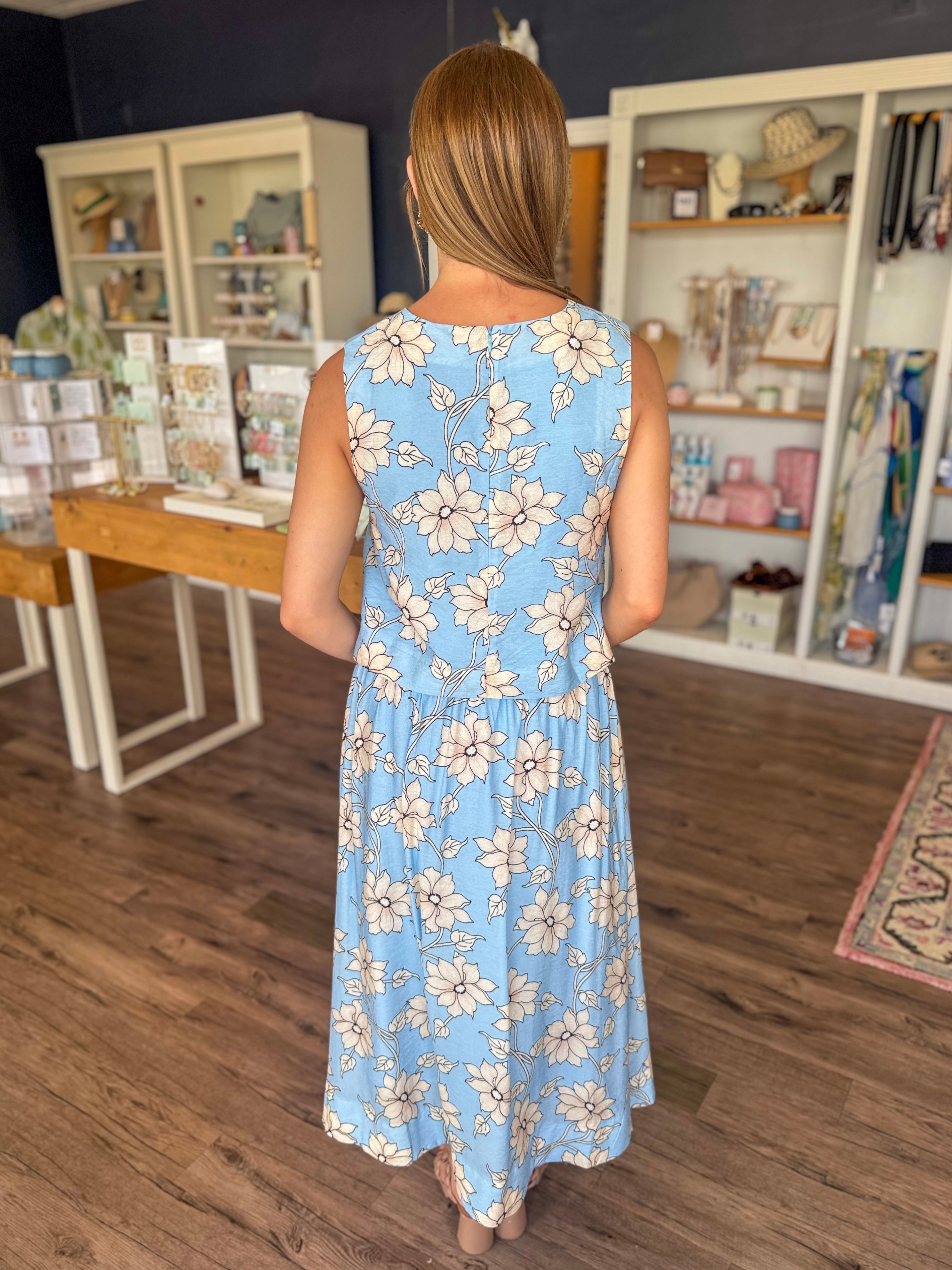 Blue Floral Tank