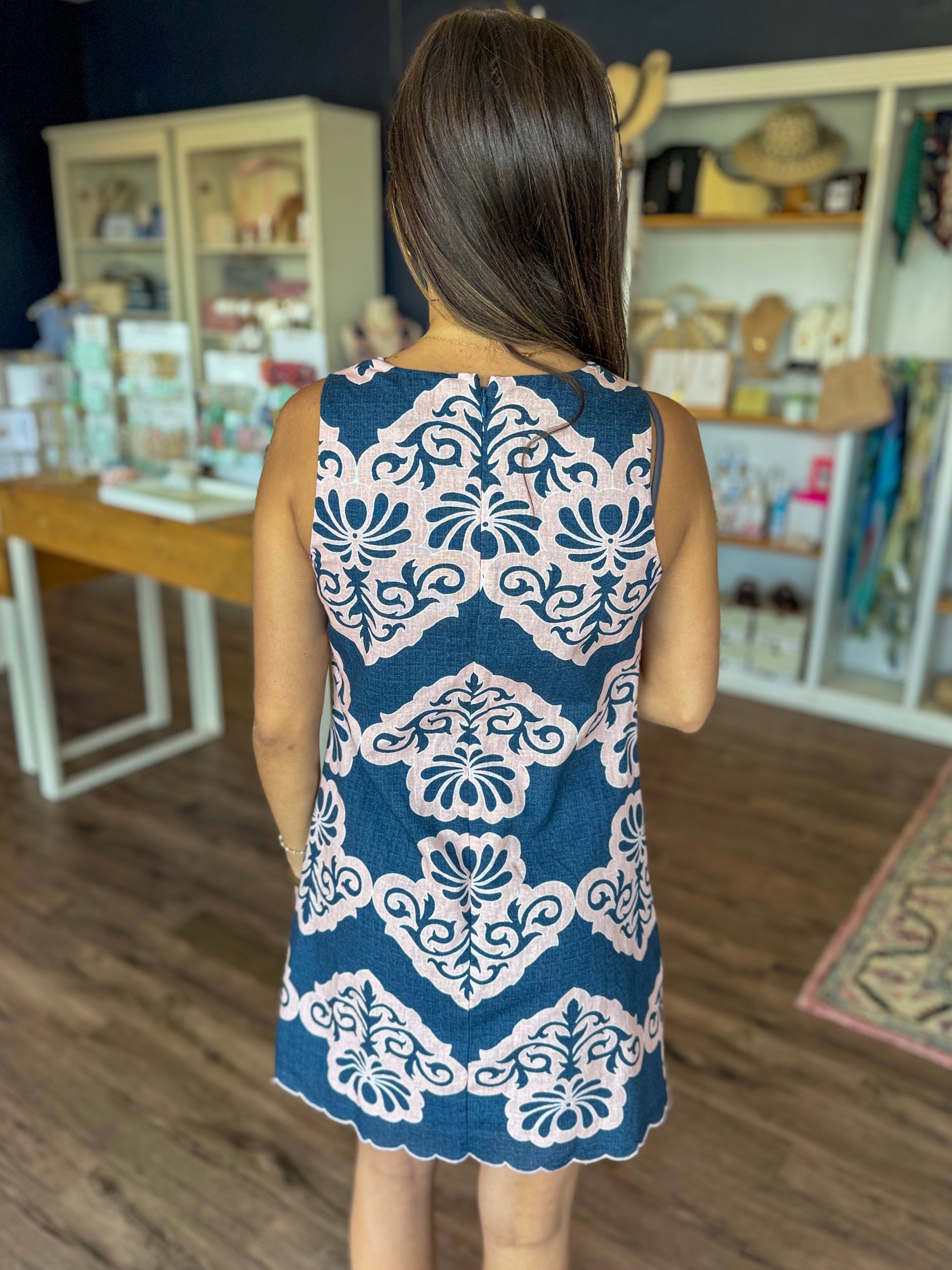 Victoria Navy Sea Wall Mini Dress
