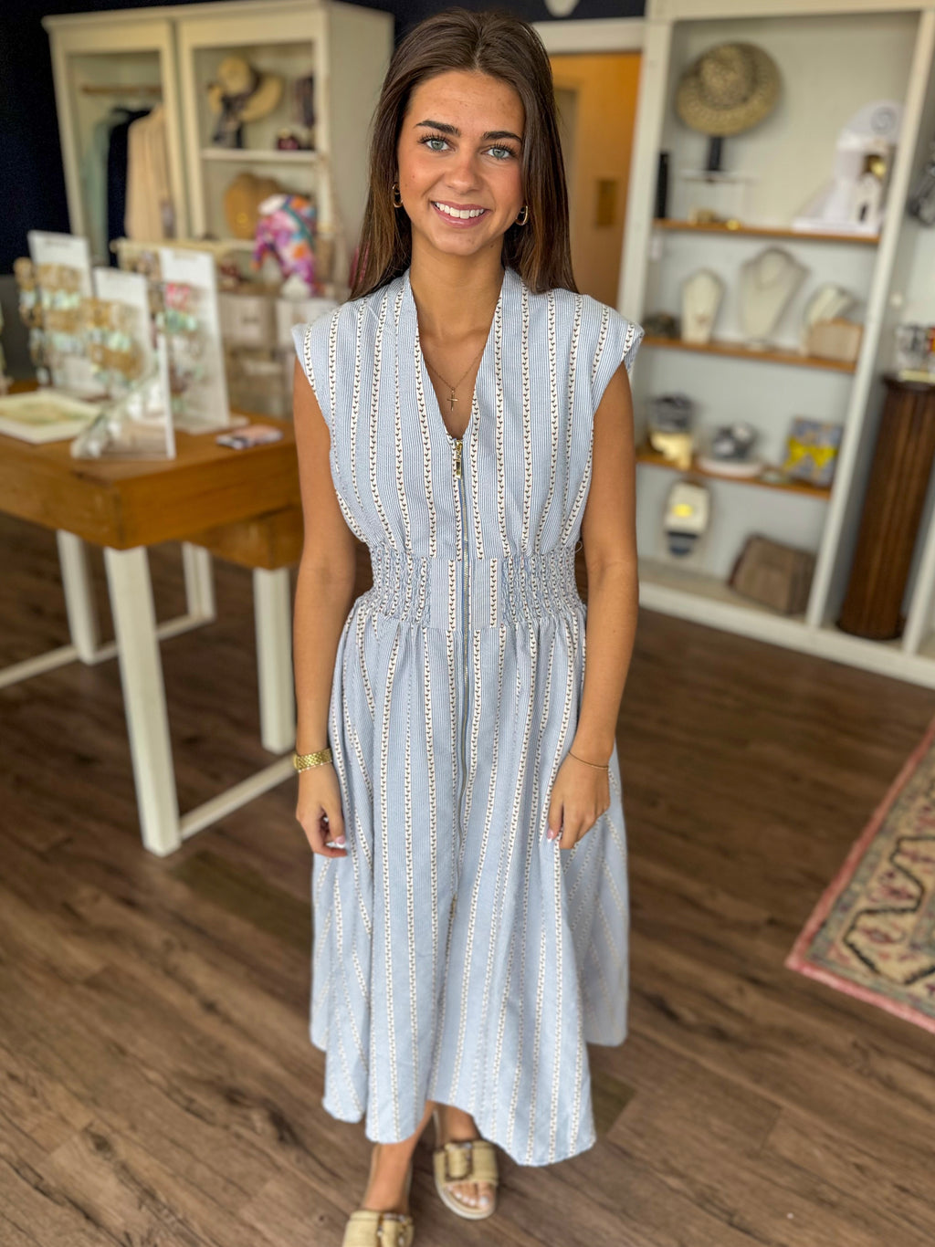 Zip Front Floral Dress