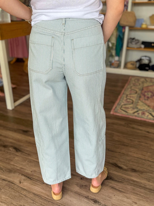 Blue Stripe Barrel Pants