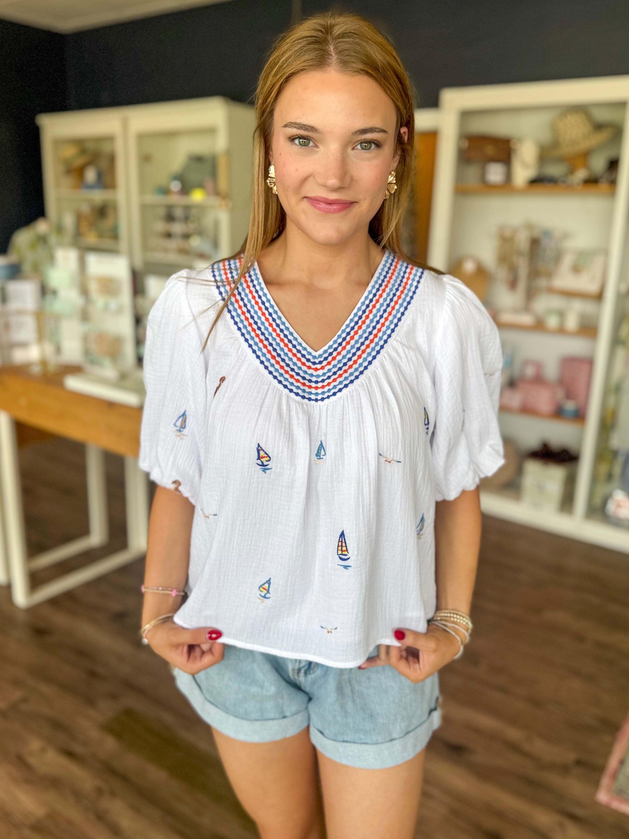 White Coastal Charm Top