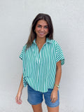Green Stripe Poplin Top