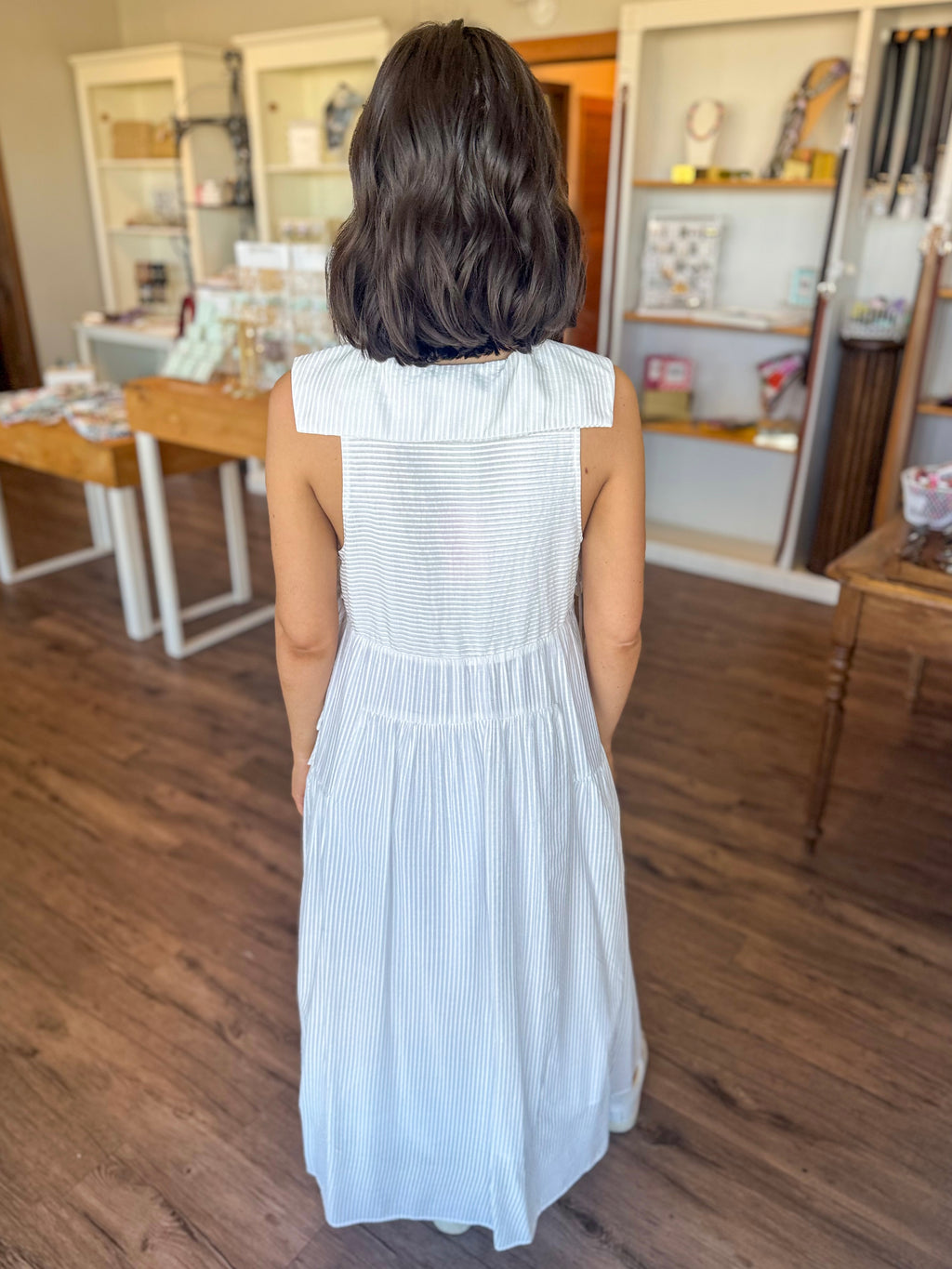 White Stripe Collar Dress
