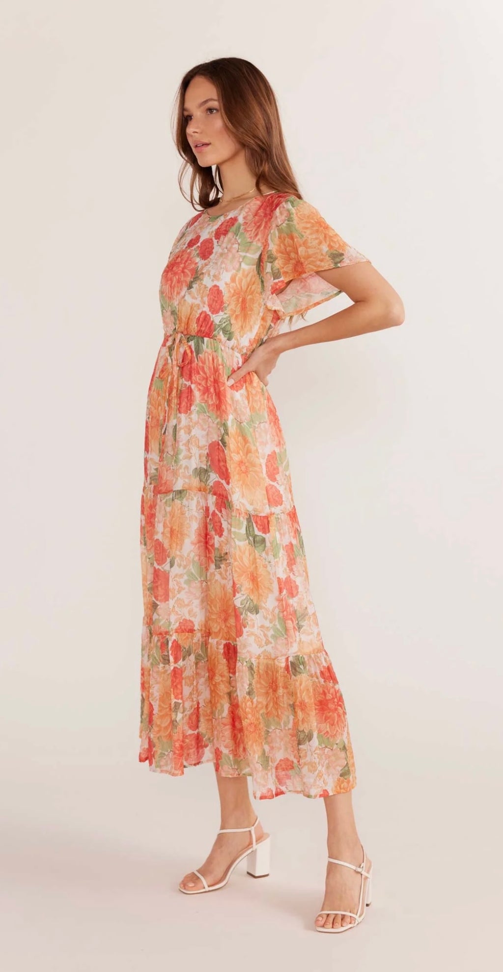 Aida Dress in Apricot Foral
