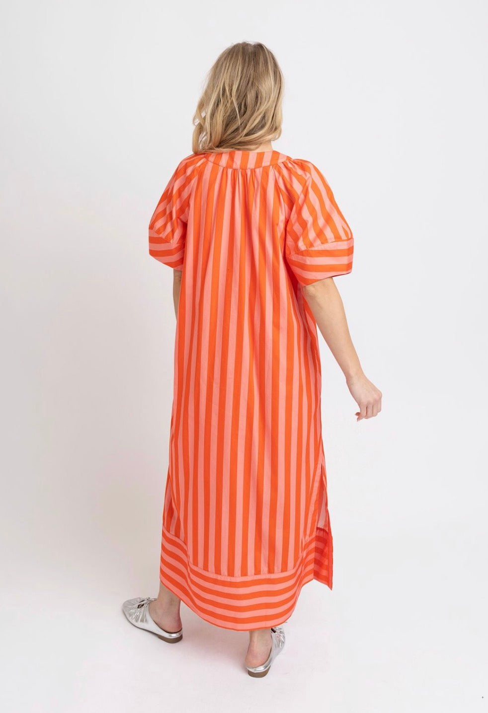 Coral Stripe Maxi Dress