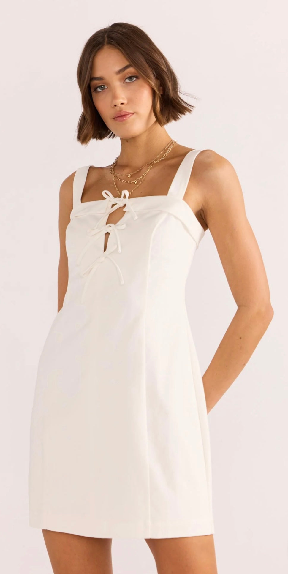 Imogen Drill Tie Mini Dress